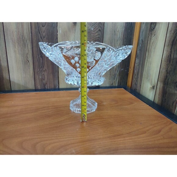 Vintage Anna Hutte Bleikristal Lead Crystal & gold Footed Bowl Leaf - Picture 4 of 9